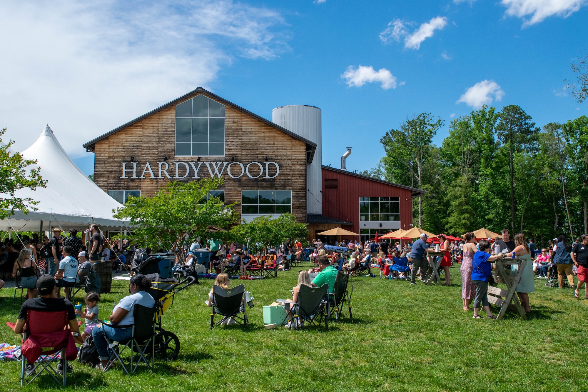 RVA Taco Festival 2026 - Exterior view of Hardywood West Creek with people gathering and blue skies